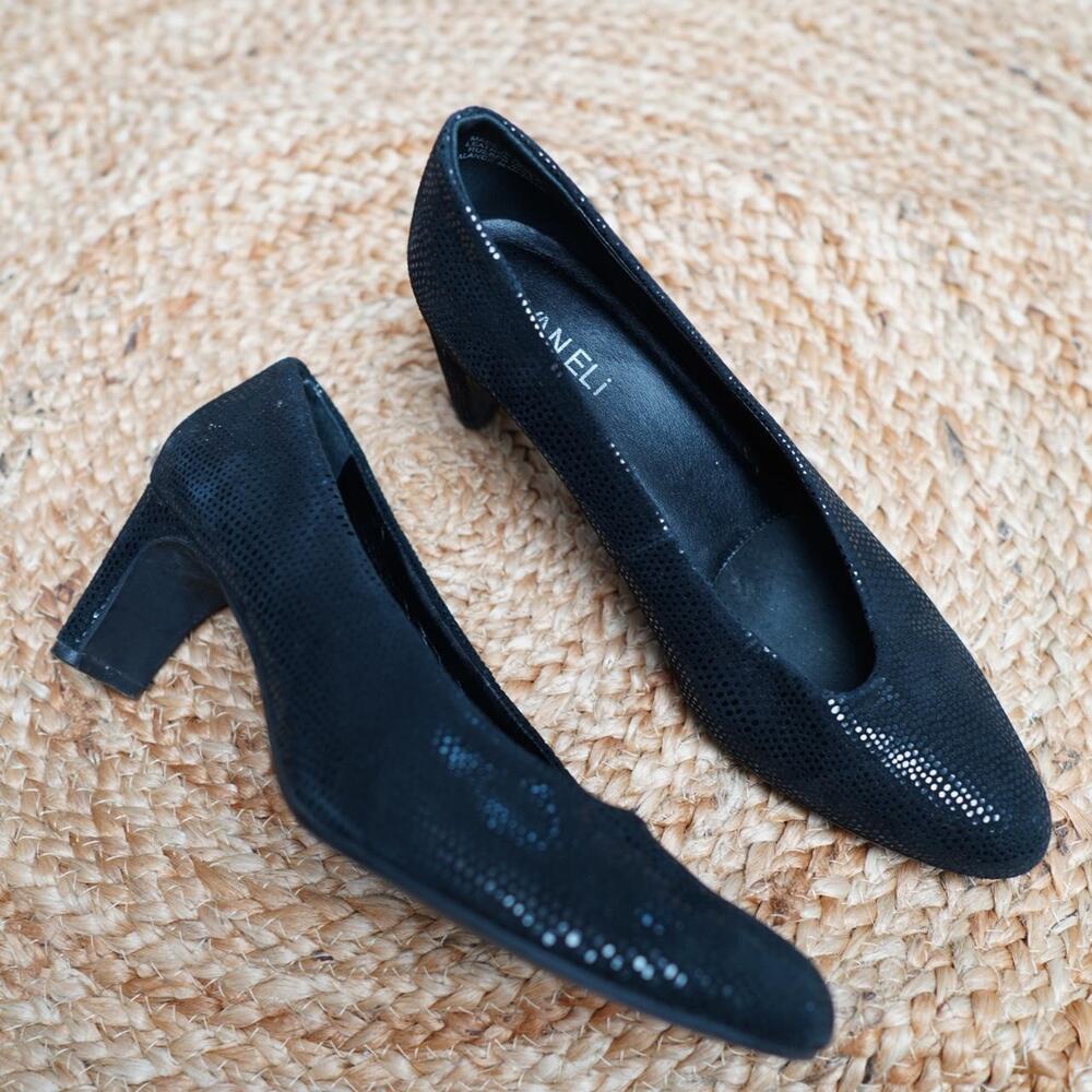 Vaneli Black Sparkle Pumps Size 8M Vintage